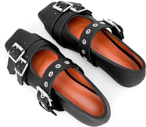 Women's Square Toe Ballet Flats with Buckle Straps Comfortable Mary Jane Shoes in Saudi Arabia