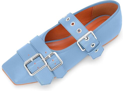 Women's Square Toe Ballet Flats with Buckle Straps Comfortable Mary Jane Shoes in Saudi Arabia