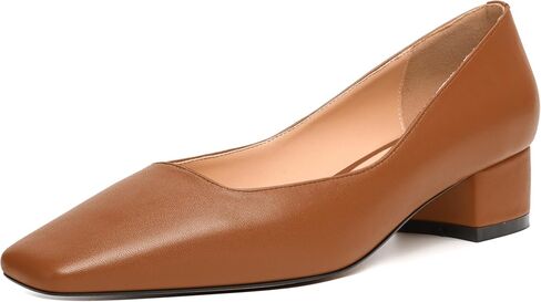 JUSTDANNI Womens Slip On Dress Stylish Wedding Square Toe Matte Block Low Heel Pumps Shoes 1.5 Inch in Saudi Arabia