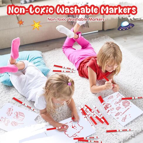 Janlaugh 48 Pcs Line Washable Markers Bulk Black Fine Tip Markers Set Coloring Markers for Kids Thin Washable Markers Black Tips Markers for Art School Supplies, Back to School Supplies, Ages 6+ in Saudi Arabia