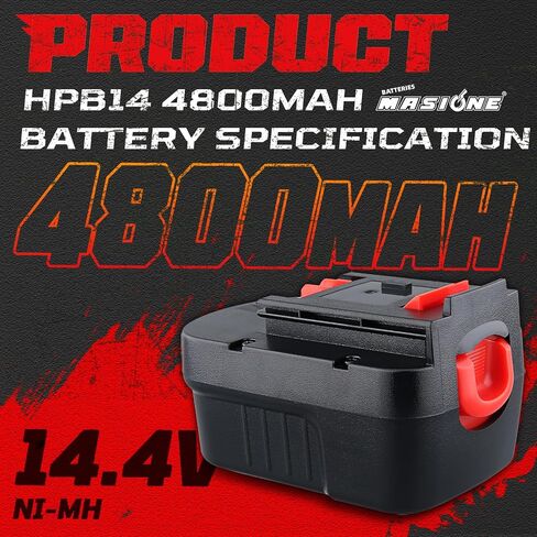 2P 4800mAh HPB14 Battery NI-MH Replacement for Black and Decker 14.4v battery FSB14 FS140BX A1714 499936-34 499936-35 BD1444L Compatible with Black and Decker 14.4V Battery Cordless Power Tools in Saudi Arabia