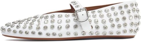 Rhinestone Ballet Flats for Women,Women's Sparkly Crystal-Embellished Ballerina Shoes Buckle Strap Comfortable Round Toe Casual Dress Mary Jane Shoes in Saudi Arabia
