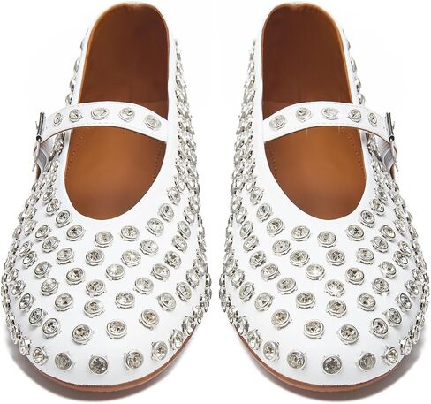 Rhinestone Ballet Flats for Women,Women's Sparkly Crystal-Embellished Ballerina Shoes Buckle Strap Comfortable Round Toe Casual Dress Mary Jane Shoes in Saudi Arabia