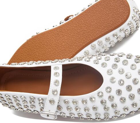 Rhinestone Ballet Flats for Women,Women's Sparkly Crystal-Embellished Ballerina Shoes Buckle Strap Comfortable Round Toe Casual Dress Mary Jane Shoes in Saudi Arabia
