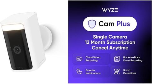WYZE Battery Cam Black Cam Plus Yearly, Covers 1 Camera, Auto-Renews at $19.99/Year, Activation Required in Kuwait