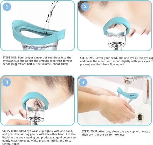 Eye Wash Cup Portable Eye Cleaner Kit Silicone Manual Air Pressure Eye Flush Rinse Cups with Storage Container Eye Washer Bath Kit Cleaning Makeup Dust Irritants Soothing Eyes(Light Pink) in Kuwait