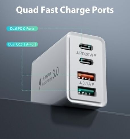 USB C Charger Block 120W GaN³ Fast Charging Station Upgraded, Exclusive PD 100W for Laptops, Wall Charger Hub Multiple Ports Compatible with MacBook Pro/Air, Tablets, iPhone, iPad, Galaxy, Pixel in Saudi Arabia