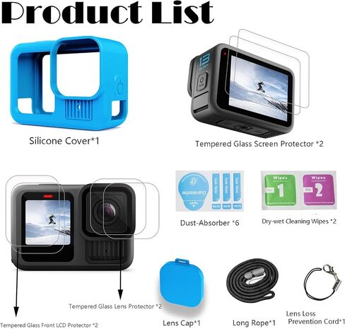 Accessories Compatible with GoPro Hero 13 Black,Silicone Case for GoPro Hero 13 Black & Lens Protector & Front Protector & Screen Protector (Black) in Saudi Arabia