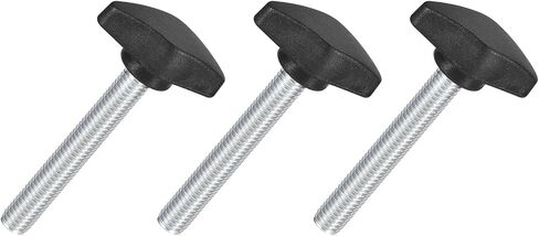 uxcell 3Pcs Tee Wing Knobs Thumb Screws, M8 x 100mm Clamping Screw Knob Male Thread Carbon Steel T Shaped Thumb Screws Handle 36mm Dia. for Hand Tightening Knob Replacement, Black in Saudi Arabia