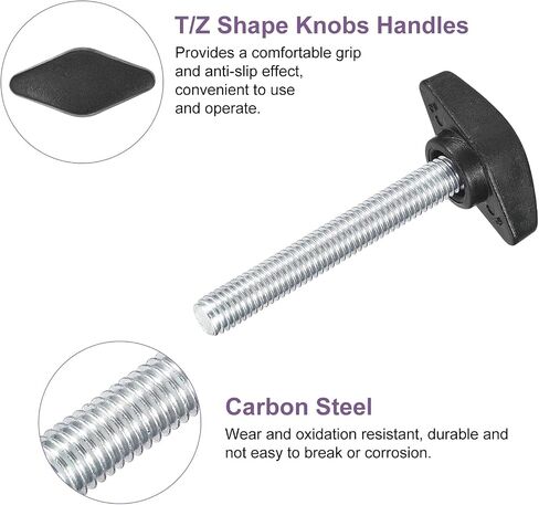 uxcell 3Pcs Tee Wing Knobs Thumb Screws, M8 x 100mm Clamping Screw Knob Male Thread Carbon Steel T Shaped Thumb Screws Handle 36mm Dia. for Hand Tightening Knob Replacement, Black in Saudi Arabia