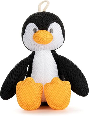 DEMDACO Love to Play 6 x 4 Inch Textured Polyester Water Safe Entertaining Bathtime Toy Plush Animal, Black and White, Penguin in Saudi Arabia