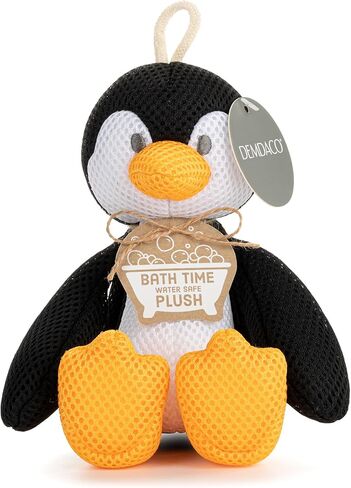 DEMDACO Love to Play 6 x 4 Inch Textured Polyester Water Safe Entertaining Bathtime Toy Plush Animal, Black and White, Penguin in Saudi Arabia