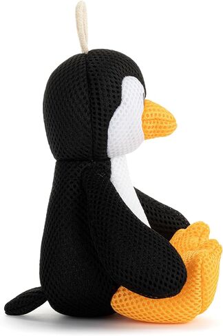 DEMDACO Love to Play 6 x 4 Inch Textured Polyester Water Safe Entertaining Bathtime Toy Plush Animal, Black and White, Penguin in Saudi Arabia