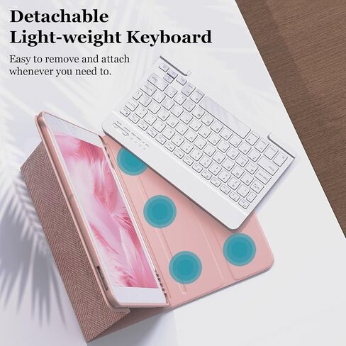 حافظة لوحة مفاتيح iPad مقاس 10.2 بوصة الجيل التاسع/الثامن/السابع 2021/2020/2019، لوحة مفاتيح BT لاسلكية قابلة للفصل مع غطاء واقي مغناطيسي مع حامل أقلام لجهاز iPad Pro 10.5 بوصة 2019/iPad 10.5 بوصة Air 3rd Gen in Kuwait