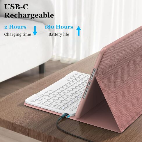 حافظة لوحة مفاتيح iPad مقاس 10.2 بوصة الجيل التاسع/الثامن/السابع 2021/2020/2019، لوحة مفاتيح BT لاسلكية قابلة للفصل مع غطاء واقي مغناطيسي مع حامل أقلام لجهاز iPad Pro 10.5 بوصة 2019/iPad 10.5 بوصة Air 3rd Gen in Kuwait