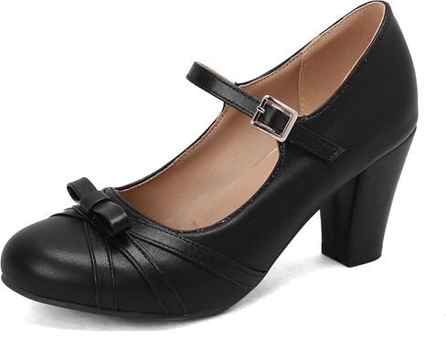 Womens Chic Bow Mary Jane Shoes Round Toe Chunky High Heels Kawaii Lolita Shoes Platform Pumps in Kuwait