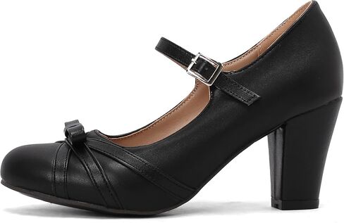 Womens Chic Bow Mary Jane Shoes Round Toe Chunky High Heels Kawaii Lolita Shoes Platform Pumps in Kuwait