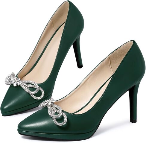 Allegra K Women's Pump Stiletto Cheel Platform Rhinestone Bow Pumps Toe Pumps in Saudi Arabia