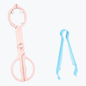 Baby Bottle Tong, Anti-Slip Pacifier Bottle Tongs, Silicone Baby Safety Bottle Holder, Scissor Design Multi-Functional High-Temperature Resistant Tong, Pink
