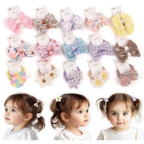 30pcs 1.2 Inches Baby Hair Ties with Bows Elastics Ponytail Holders Baby Bows Tiny Rubber Ribbon Hair Bands For Baby Girls Infants Hair Accessories