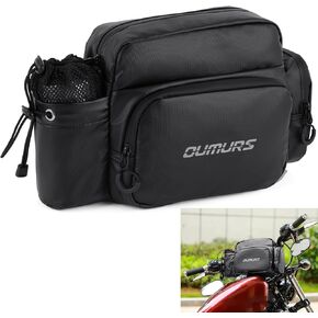 Motorcycle Bag Waterproof Motorcycle Handlebar Bag for Harley Cruiser Softail Dyna Sportsters Black Glossy Front Fork Storage Accessory Bag, Sissy Bar Bag Bike Bar Bag Universal Adjustable