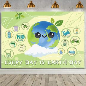 MEHOFOND 7x5ft Happy Earth Day Backdrop Environmental Protection Earth Day Decorations Banner April 22 Photography Background Earth Day Outdoor and Indoor Party Decoration Supplies