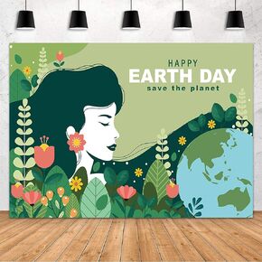 MEHOFOND 7x5ft Happy Earth Day Backdrop April 22 Travel Themed Green Earth Day Party Decorations Recycle Eco Global Health Cool Wall Decor for School Classroom Protect The Earth Photo Booth Props