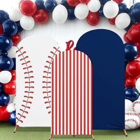 3 مجموعة بيسبول موضوع القوس القوس Backdrop Coverspacks الخلفية المقوسة غطاء خلفية النسيج الممسحة لزخارف عيد ميلاد البيسبول ()