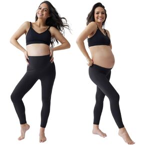 Ingrid & Isabel Basics Maternity Leggings, Comfortable Fold Over Bundle Panel for Womens Black/Black