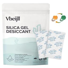 Premium 5 Gram 50 Pcs Desiccant Silica Gel Packets with Color Indicating - Rechargeable Moisture Absorbers for Food Grade Silica Packets for Foods, Seeds, 3D Filaments, Electronics, Safes