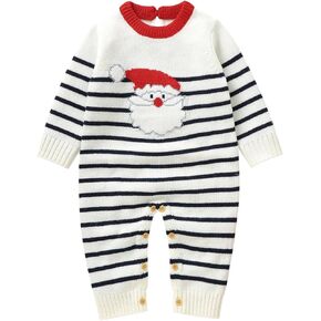 Baby Boy Girl Halloween Clothes Newborn Pumpkin Knitted Romper Suspender Jumpsuit Christmas Santa Outfits