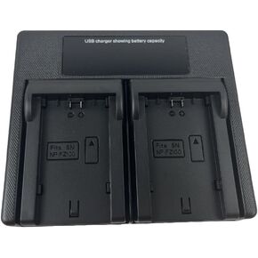 USB LED Dual Camera Battary Charger for NP-FZ100, Compatible with ZV-E1, FX3, FX30, A1, A9 II, A7R V, A7S III, A7 IV, A6600, A7C