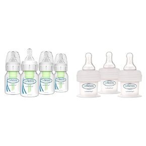 Dr. Brown's Anti-Colic Preemie Baby Bottles, 0m+, 4 Pack, 2 oz & First Feeder Bottles, 15cc, 3 Pack