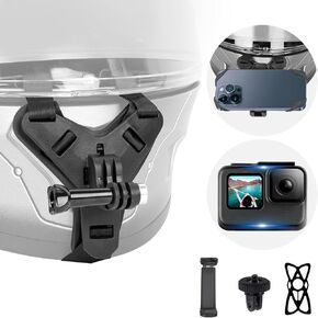 Chin Mount for Camera and Phone, Mmotorcycle Helmet Mount Dirt Bike Accessories for Go pro Hero 13 12 11 10 DJI Action 5 Pro Action 4 Insta360 X4 X3