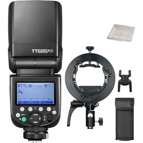 GODOX TT685II-C Flash for Canon Speedlight Camera Flash E-TTL Speedlite High-Speed Sync with Godox S2 Speedlite Bracket, 2.4G Wireless X System Compatible for Canon Flash 5D Mark IV 6D Mark II 7D 90D