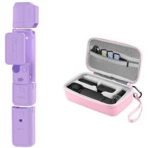 Pocket 3 Silicone Cover & Cage, Protective Case Lens Protector Scratch-Resistant Sleeve Skin and Portable Carrying Bag for DJI Osmo Pocket 3 Creator Combo Accessories (Purple)