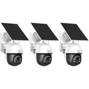 DEKCO 2K Solar Security Camera Wireless Outdoor, 360 Degree Panoramic PTZ Home Surveillance System with Spotlight and Sound Alarm, Night Vision, Motion Detection, 2 Way Talk, Requires 2.4GHz WiFi
