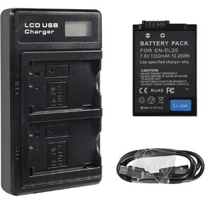 بطارية استبدال MULS EN-EL25 وشاحن USB المزدوج لـ Nikon Z50 ، Z 50 ، Z FC Cameras Digital Cameras المتوافقة مع Nikon EN-EL25 ENEL25 ، EN-EL25A 4241 بطارية 7.6V 1350MAH 10.26WH
