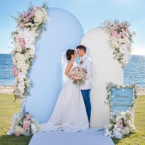 Pink White Arch Backdrop Cover Set of 2 Spandex Arch Cover 7.2 and 6ft Arch Covers Stretchy Backdrop Wedding Arch Stand Cover Bridal Baby Shower Birthday Photo Backdrop Party Arch Covers