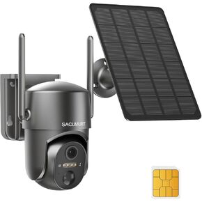 Wireless Security Camera Outdoor No WiFi, 4G LTE Cellular Security Cameras Outdoor, Solar Camera with PTZ, 2K HD, Motion Detection, 2-Way Talk, IP66 Waterproof