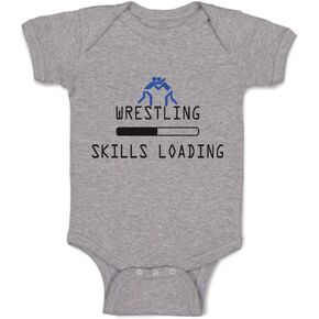 Custom Baby Bodysuit Wrestling Skills Loading Sport Funny Cotton Boy & Girl Baby Clothes Oxford Gray Design Only Newborn
