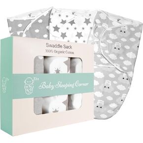 Baby Swaddle Blanket Set for Newborns - 100% Organic Cotton Soft and Breathable Swaddle Sack with Easy-to-Use Adjustable Wrap Design, Suitable for Baby Boys and Girls, Size Small (0-3 Months) (Pink) in Saudi Arabia