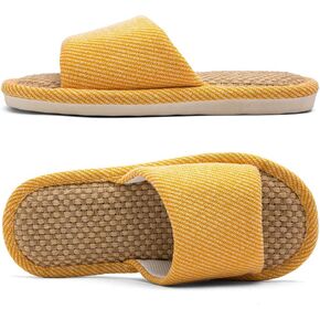 Linen Fabric Slippers Indoor House Slippers, All-Season Comfortable Breathable Non-Slip Silent Home Slippers