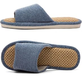 النعال النعمة من نسيج الكتان النعال الداخلية للمنزل ، والنعال الصامت الصامت مريحة طوال الموسم in Kuwait