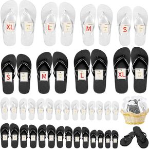 Flip Flops for Women Men ، 24 زوجًا من الصنادل التقليب ، والضيوف النعال الفندقية مع بطاقات الحجم والأكياس لحضور حفل زفاف على شاطئ البلياردو