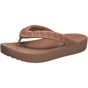 Crocs Women's Classic Flip Flops, Platform Sandals, Diamonte Bronze, 5