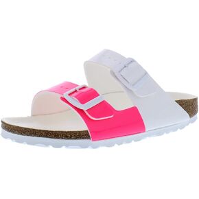 Birkenstock Arizona Split Narrow Unisex Shoes Size 8, Color: Patent Neon Pink/White