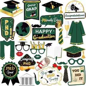 PHD Graduation Photo Booth Props, Class of 2025 Photoshoot 2025 PHD Grad Party Photography Props Graduation Centerpiece Sticks Decorations Large Size 30 PCS