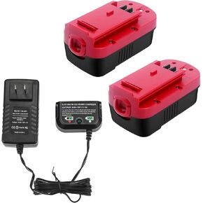 2 Pack 3.6Ah HPB18 Ni-Mh 18 Volt Battery and Charger for Black and Decker 9.6V-18V Ni-Cd&Ni-Mh Battery Compatible with Black and Decker 18 Volt Battery HPB18 244760-00 A1718 FS18FL FSB18 Power Tool