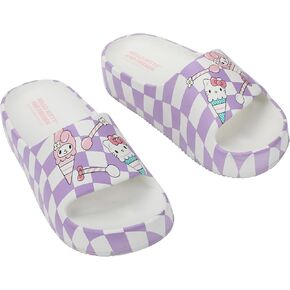 BioWorld Hello Kitty & Friends Hello Kitty و Melody Ice Cream Cones Women's Fandable Slide Sandals